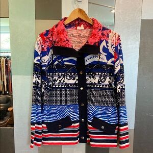 Onque Casuals Multicolor Preppy Nautical Women's Patterned Jacket